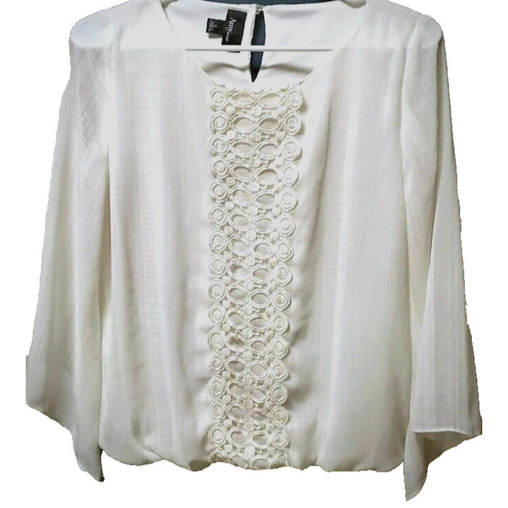 NWT Off White Embroidered Draped Angel Slv Kimono Blouse Shear Top Womens Sz S